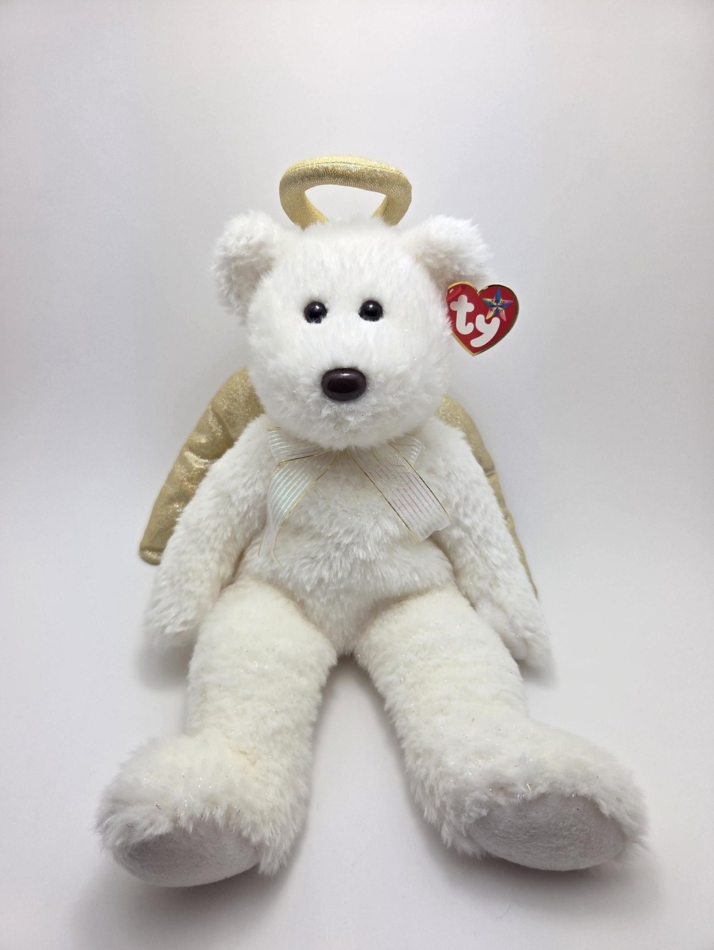 Ty Beanie Buddy “Halo II” the Angel Bear with Gold Wings (14 inch)